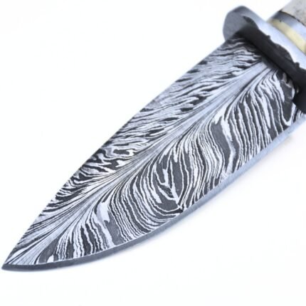 feather damascus knife for sale