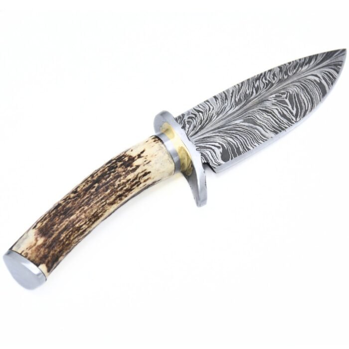 feather damascus knife for sale